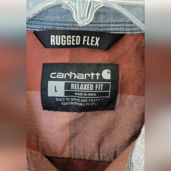Carhartt Rugged Flex Men's Red Tone Multi Color Plaid Shirt Size L - Picture 2 of 6